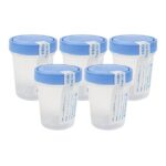 Specimen Collection Containers Single Use Urine Specimen Cups, Screw on Leak Resistant Lid, Included ID Label, 4 oz, 5 Count